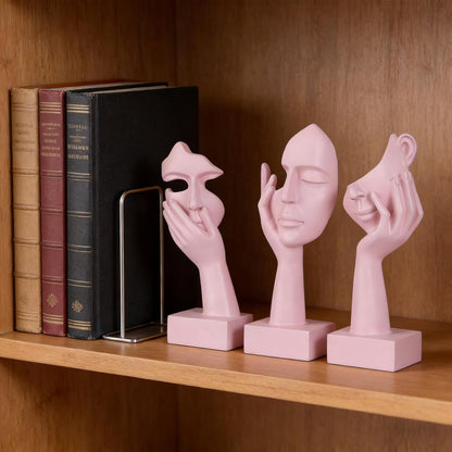 3 Pcs Thinker Small Statue Set - Black Gold Home Decor Abstract Art Figurines for Shelves, Living Room Coffee Table, Office Desktop (3 Pcs Gold, 6")