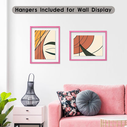 MUYE 11x14 Floating Frame Set of 2,Double Glass Rustic Frame,Display Any Size Photo up to 11x14,Wall Mount or Tabletop Standing,Natural