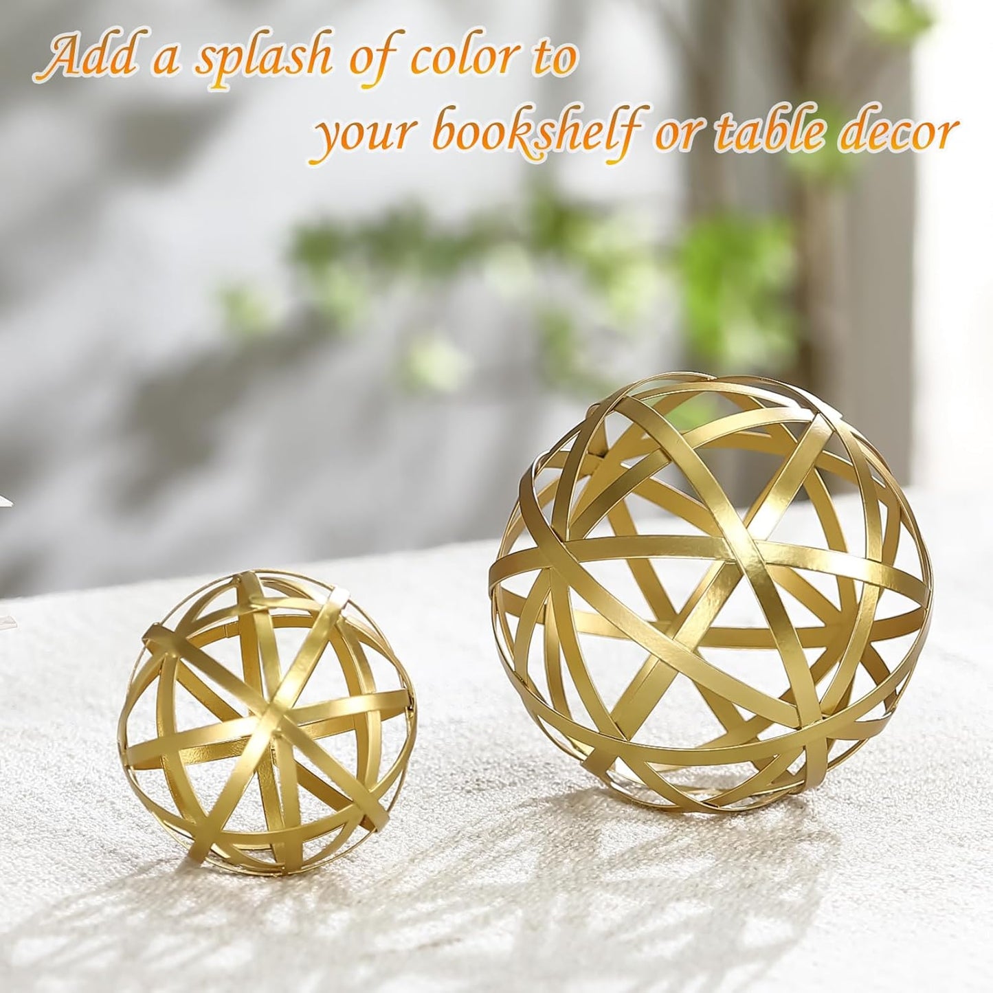 Metal Decorative Starburst Ball, 6 Inch Gold Sphere Decor, Spiky Star Burst Tabletop Sculpture, Mid-Century Modern Metal Spike Ball for Home, Living Room, Office & Shelf Decor