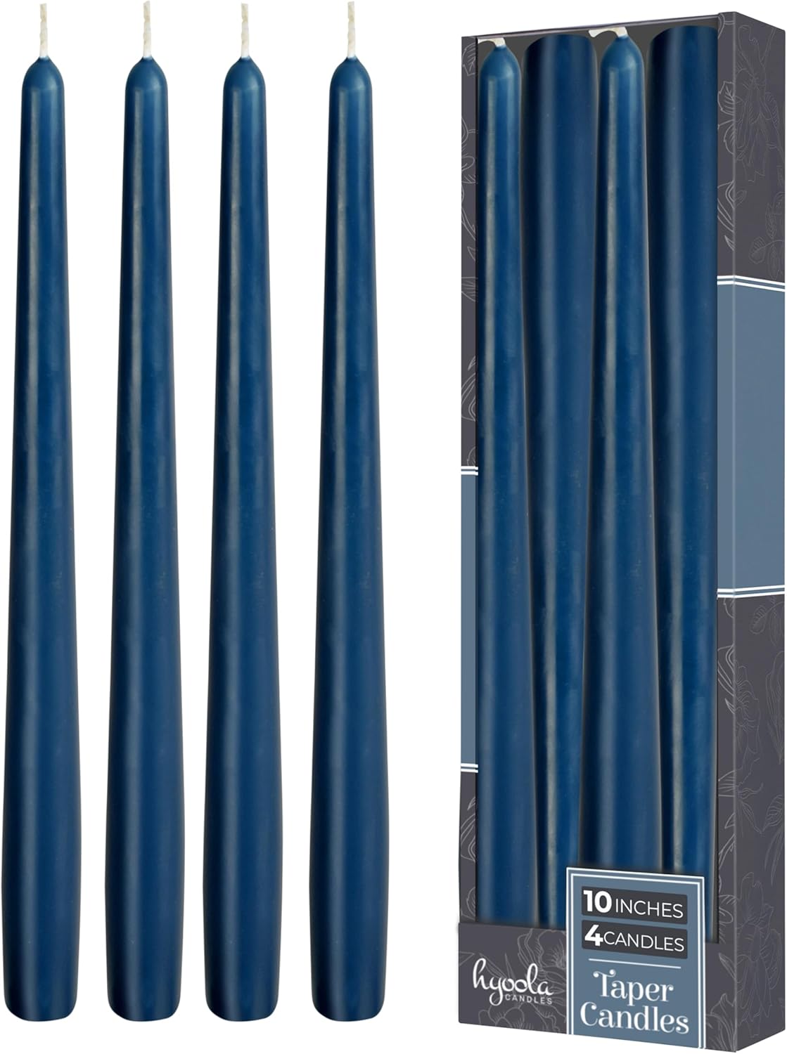 Hyoola Tall Taper Candles - 10 Inch Metallic Gold Unscented Dripless Taper Candles - 8 Hour Burn Time - 4 Pack