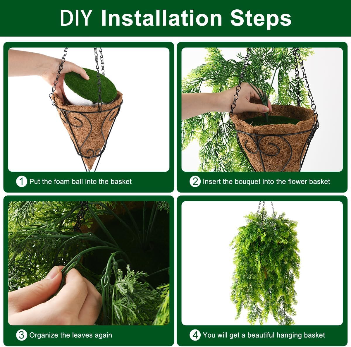 ZFProcess Artificial Faux Hanging Plants Basket for Spring Summer Outdoor Decoration, Fake Eucalyptus Plant UV Resistant Look Real for Outside Porch Home Patio Balcony Yard(Eucalyptus)