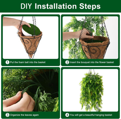 ZFProcess Artificial Faux Hanging Plants Basket for Spring Summer Outdoor Decoration, Fake Eucalyptus Plant UV Resistant Look Real for Outside Porch Home Patio Balcony Yard(Eucalyptus)