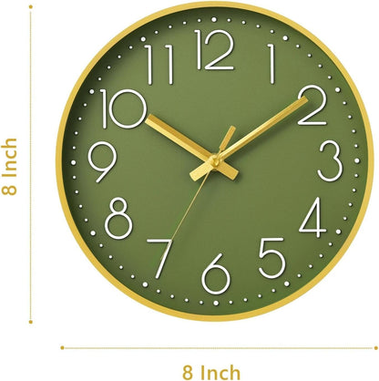 DAXSMY Wall Clock - 8 Inch Silent Non-Ticking Modern 3D Wall Clocks Battery Operated - Decorative Clock for Kitchen, Home Office, Bathroom, Bedroom(Rose Gold)