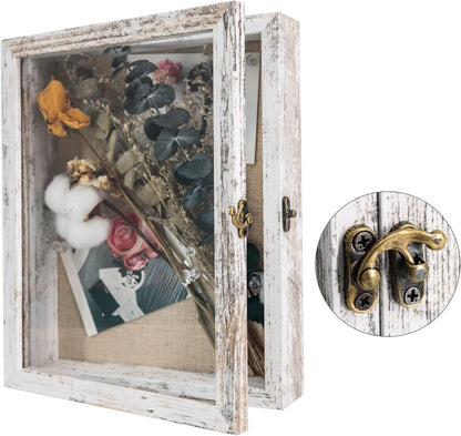 GraduatePro Shadow Box Frame 11x14 Display Case with Linen Back, Real Glass Window Door with Hinge, Picture Frame Wedding Bouquet Memorabilia Medals Photos Memory Box for Keepsakes, Carbonized Black
