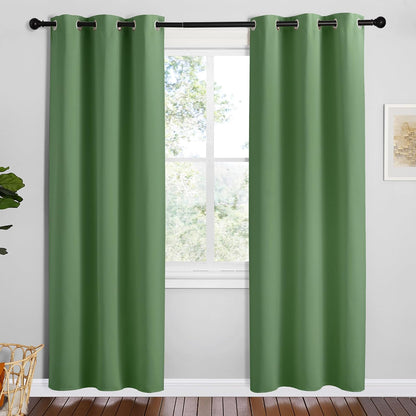 NICETOWN Halloween Pitch Black Solid Thermal Insulated Grommet Blackout Curtains/Drapes for Bedroom Window (2 Panels, 42 inches Wide by 63 inches Long, Black) - Colors D