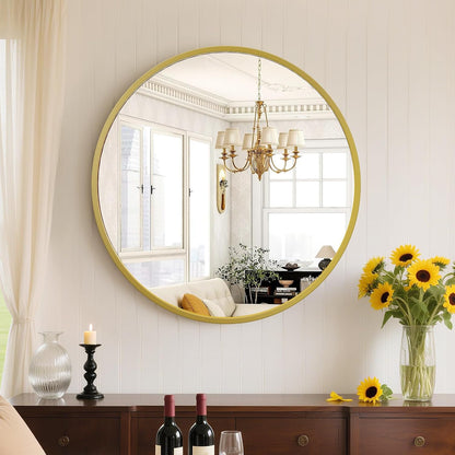 NEWBULIG Gold Round Wall Mirror 36 Inch, Bathroom Mirrors for Over Sink, Wall Decor for Bathroom, Entryway, Bedroom, Vanity
