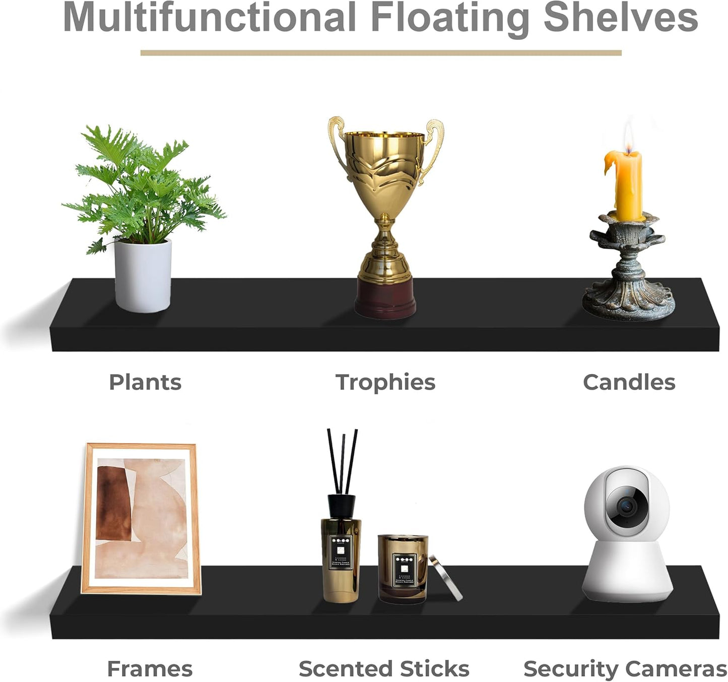 Sorbus Floating Shelves for Wall - 48 Inch Long Bathroom Shelves, Wall Decor for Bedroom, Kitchen, Living Room & Book Storage - Mounted Floating Shelf with Invisible Brackets (Maple Wood, 2 Pack)