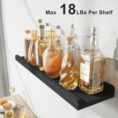 Love-KANKEI Floating Shelves Wall Mounted Set of 2, 17 Inch Rustic Wood Wall Shelves for Storage, Bedroom Living Room Bathroom Kitchen Office and More White