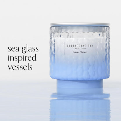 Chesapeake Bay, 11oz Marine Drift Scented Candle, Mood Evoking Fragrance, Textured Sea Glass-Inspired Jar, Premium Soy Blend Wax with Essential Oils, Coastal Fragrance for Home Décor or Gifting