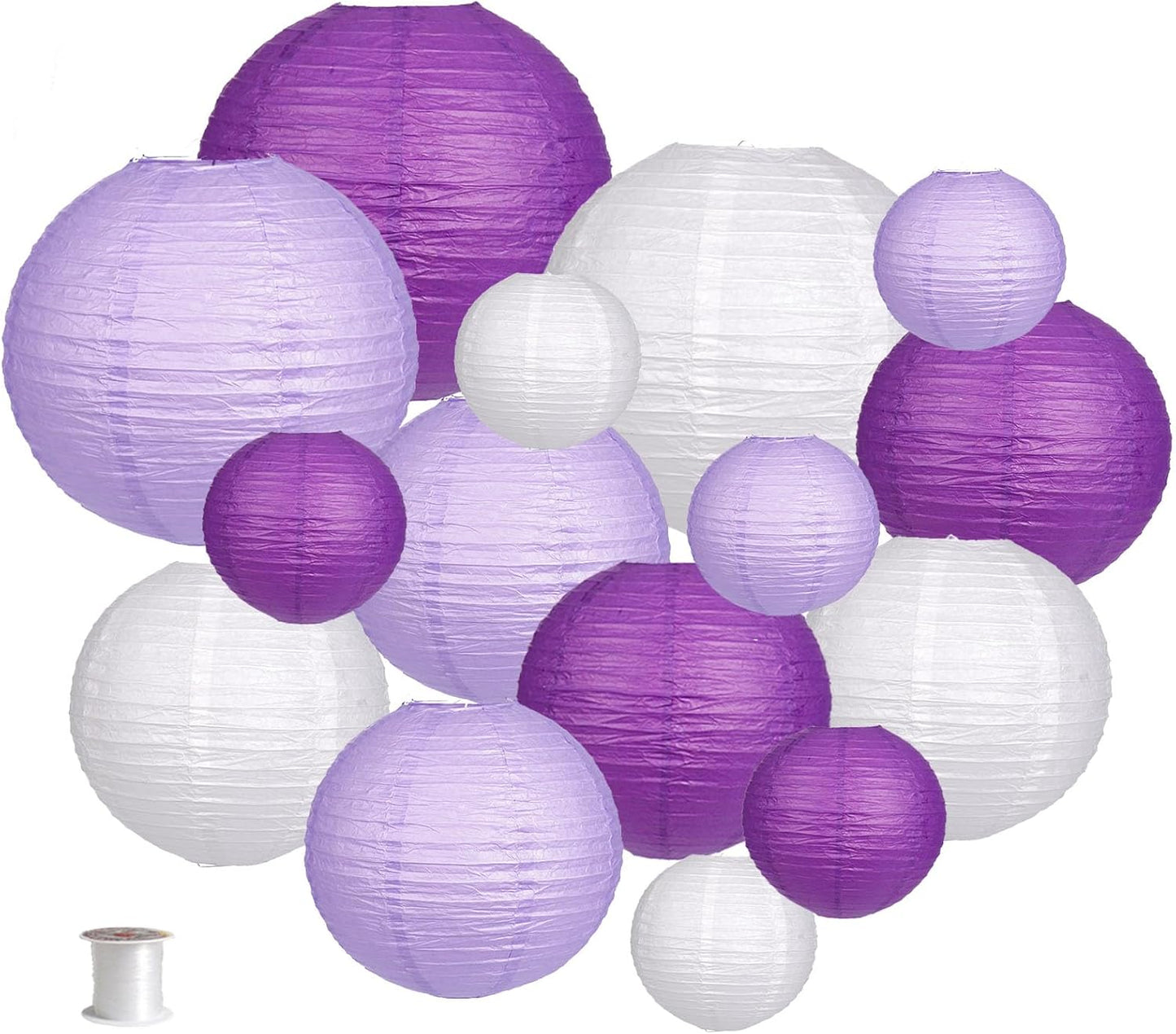 Paper Lanterns Decorative, Round Hanging Paper Lanterns Decorations for Rustic Party Bridal Shower Wedding Sage Green Birthday Party Supplies Gold/Ivory/Sage Green 15pcs