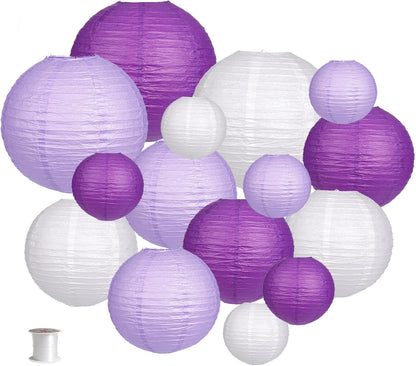 Paper Lanterns Decorative, Round Hanging Paper Lanterns Decorations for Rustic Party Bridal Shower Wedding Sage Green Birthday Party Supplies Gold/Ivory/Sage Green 15pcs