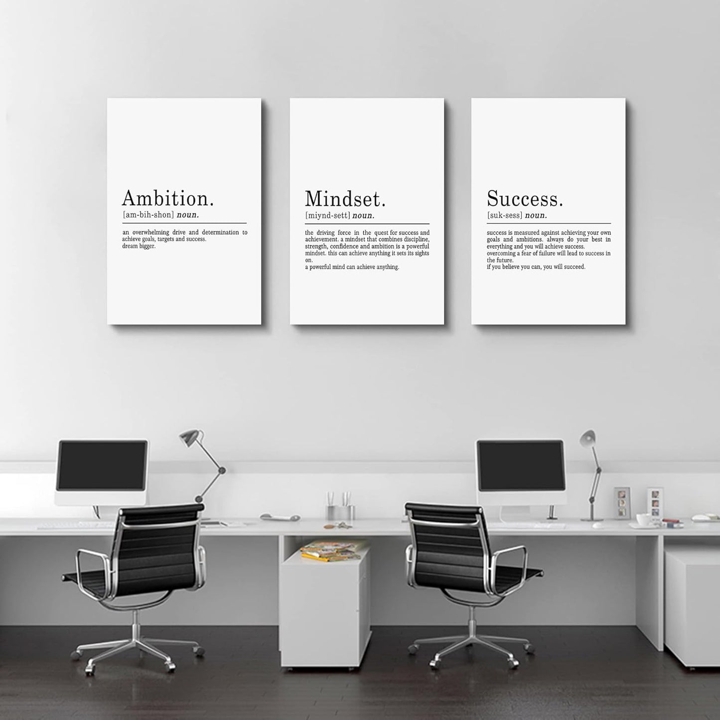 Inspirational Canvas Painting Wall Art -EPHANY ART,Mindset Quotes Prints, Success Framed Entrepreneur Poster Positive Quotes Wall Poster for Home Office Workplace (M-3pcs,12x16inchx3pcs)