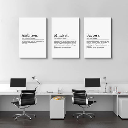 Inspirational Canvas Painting Wall Art -EPHANY ART,Mindset Quotes Prints, Success Framed Entrepreneur Poster Positive Quotes Wall Poster for Home Office Workplace (M-3pcs,12x16inchx3pcs)