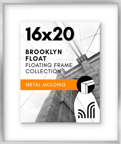 Americanflat Aluminum 11x14 Floating Picture Frame with Shatter-Resistant Glass - Use as 8x10 Picture Frame or Display 11x14 Photo - Signature Float Collection - Photo Frames for Wall Display - Black