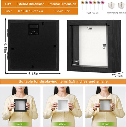 8x10 Deep Shadow Box Picture Frame Display Case with Linen Back and Stand,Real Glass Black Shadow Memory Box Frame 8x10 for Flower Baby Pet Wedding Photo Art Craft Memorial Wall Decor Gift