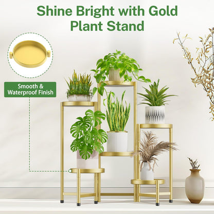 iDavosic.ly Plant Stand Indoor Outdoor, 5 Tier Corner Metal Flower Display Holder Shelf, Folding Tall Orchid Rack for Patio Balcony Porch Garden Living Room House, Black