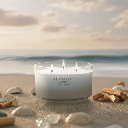 Chesapeake Bay, 11oz Marine Drift Scented Candle, Mood Evoking Fragrance, Textured Sea Glass-Inspired Jar, Premium Soy Blend Wax with Essential Oils, Coastal Fragrance for Home Décor or Gifting