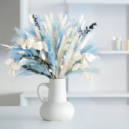 N&T NETING Dried Pampas Grass Decor- White Pampas Grass, Brown Pampas, Bunny Tail, Reed, Fluffy Dried Pompas Grass Flower for Home Wedding Table Vase Boho Modern Decor, 75Pcs