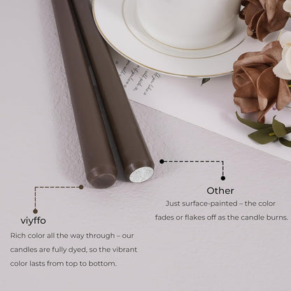 Viyffo Taper Candles, 10 Inch, 4 Pack, Olive Glow – Unscented, Dripless & Smokeless Design, Up to 8 Hour Burn – Long Tall Taper Candlesticks for Wedding, Dinner & Home Decor