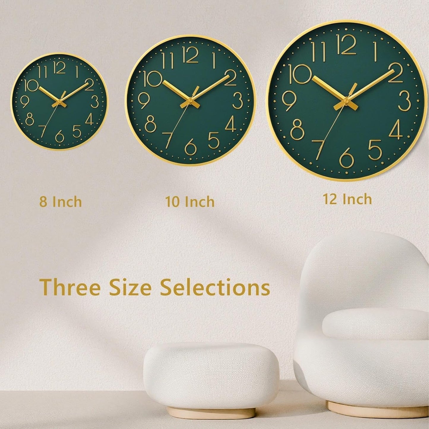 DAXSMY Wall Clock - 8 Inch Silent Non-Ticking Modern 3D Wall Clocks Battery Operated - Decorative Clock for Kitchen, Home Office, Bathroom, Bedroom(Rose Gold)