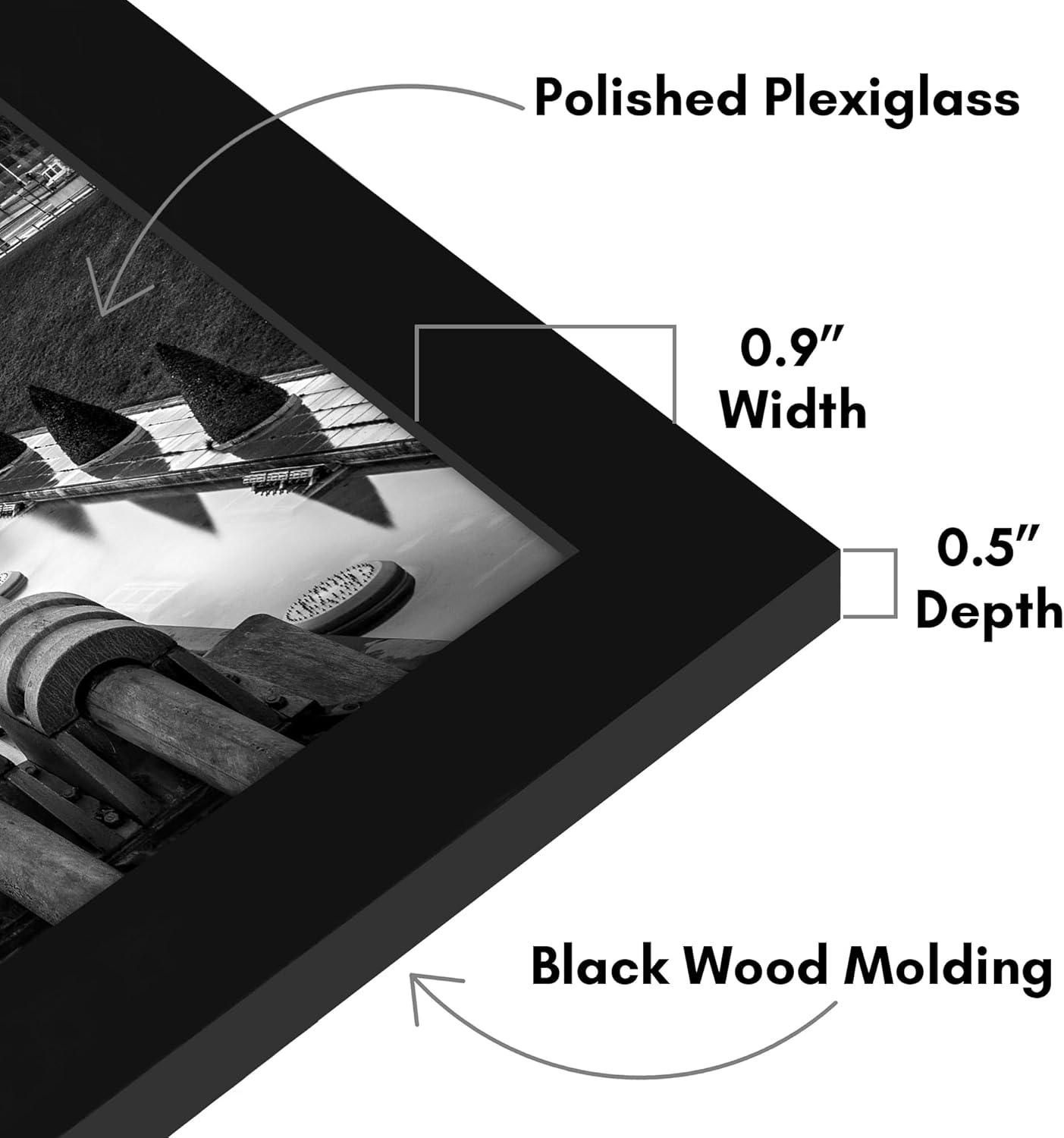 Americanflat 16x20 Picture Frame with Polished Plexiglass - Black Picture Frame - Wide Photo Frames Made of Engineered Wood for Vertical or Horizontal Wall Display - Epic Collection - Black - Colors C