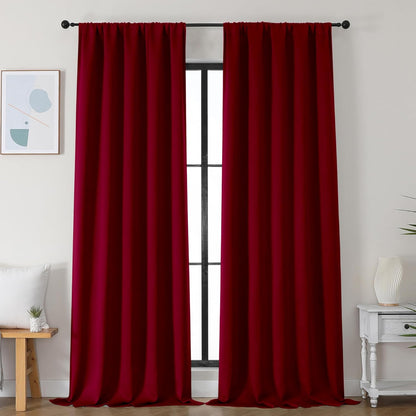 Simplebrand Ava Sage Green Blackout Curtains for Bedroom 63 Inch Length 2 Panels Set, Solid Thermal Insulated Energy Saving Rod Pocket Window Treatment Curtains Blackout Drapes, W40 x L63 Inch, Sage - Colors B