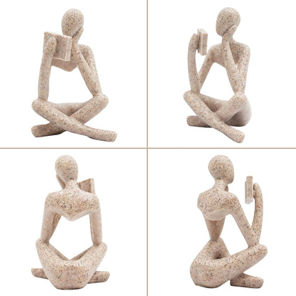Jinkoozz Reading Women Statue, Thinker Sculptures, Abstract Art Ornament, Modern Aesthetic Figurine Decoration, Suitable for Home Living Room Bedroom Office Shelf Table Desk Bookshelf Decor