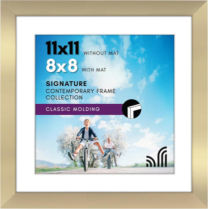 Americanflat 8x10 Picture Frame with Shatter-Resistant Glass - Use as 5x7 Frame with Mat or Display 8x10 Photo Without Mat - Signature Collection - Picture Frames for Tabletop and Wall Display - Black