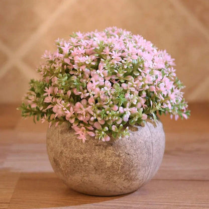 Ogrmar Mini Plastic Faux Plants in Pot/Small Topiary Shrubs Fake Greenery for Bathroom, House Decorations (Green Grass)