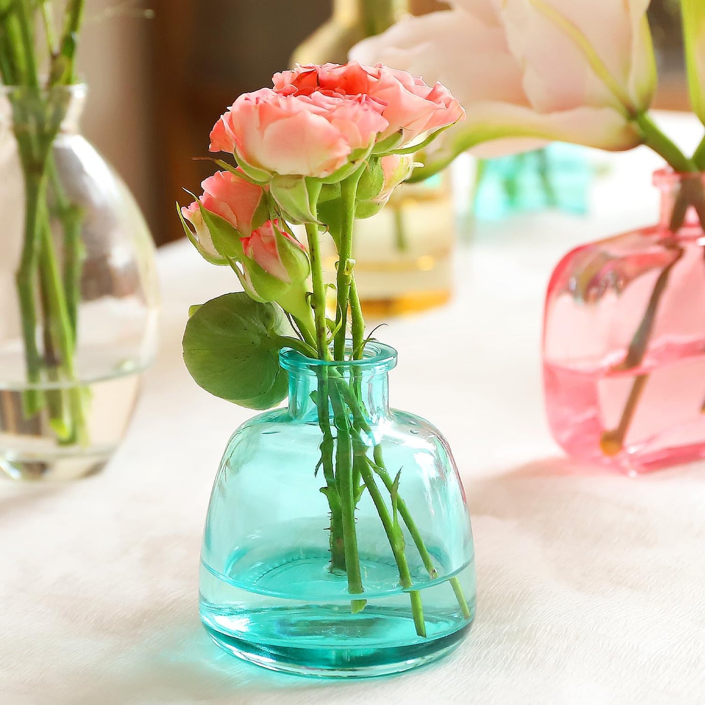 Bud Vases Set of 12, Clear Glass Bud Vase in Bulk, Small Vases for Centerpiece Mini Modern Flower Vase Transparent, Wedding Party Table Home Decor