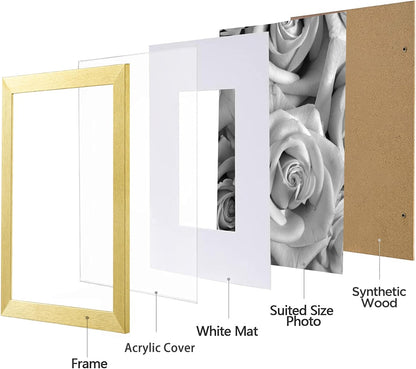 eletecpro 12x12 Picture Frames Set of 9 with Clear Acrylic Cover, Display 8x8 Photos with Mat or 12x12 Without, Classic and Sturdy Square Collage Gallery Wall Decor, Easy Wall Mount, Black