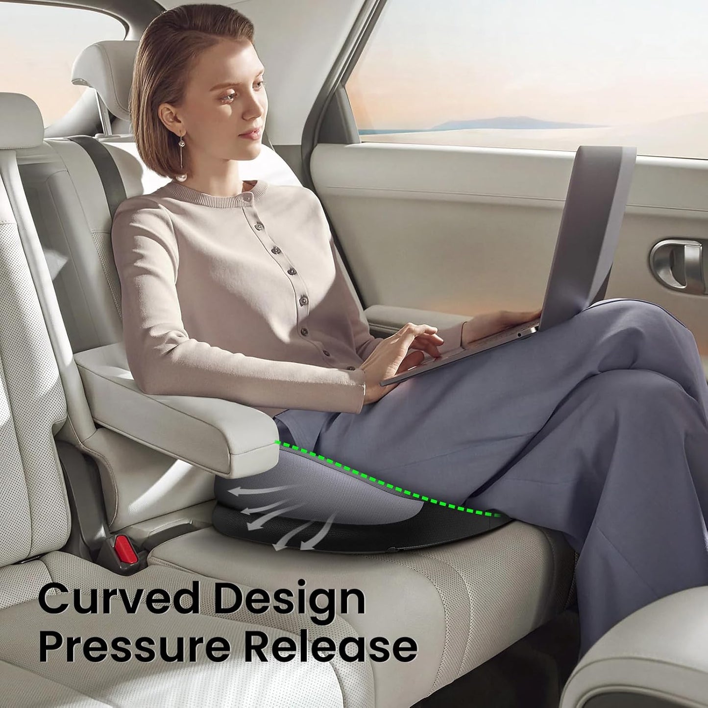 Benazcap Memory Foam Seat Cushion for Office Chair, Ergonomic Chair Cushions for Tailbone Pain Relief, Sciatica & Back Support, Office Chair Cushion & Car Seat Cushion