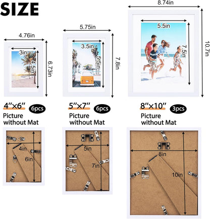 Fixwal Picture Frames Set, Gallery Wall Frame Set Picture Frames Collage 15 Pack for Wall or Tabletop with 8x10 5x7 4x6 Frames, Soft Earth Tones