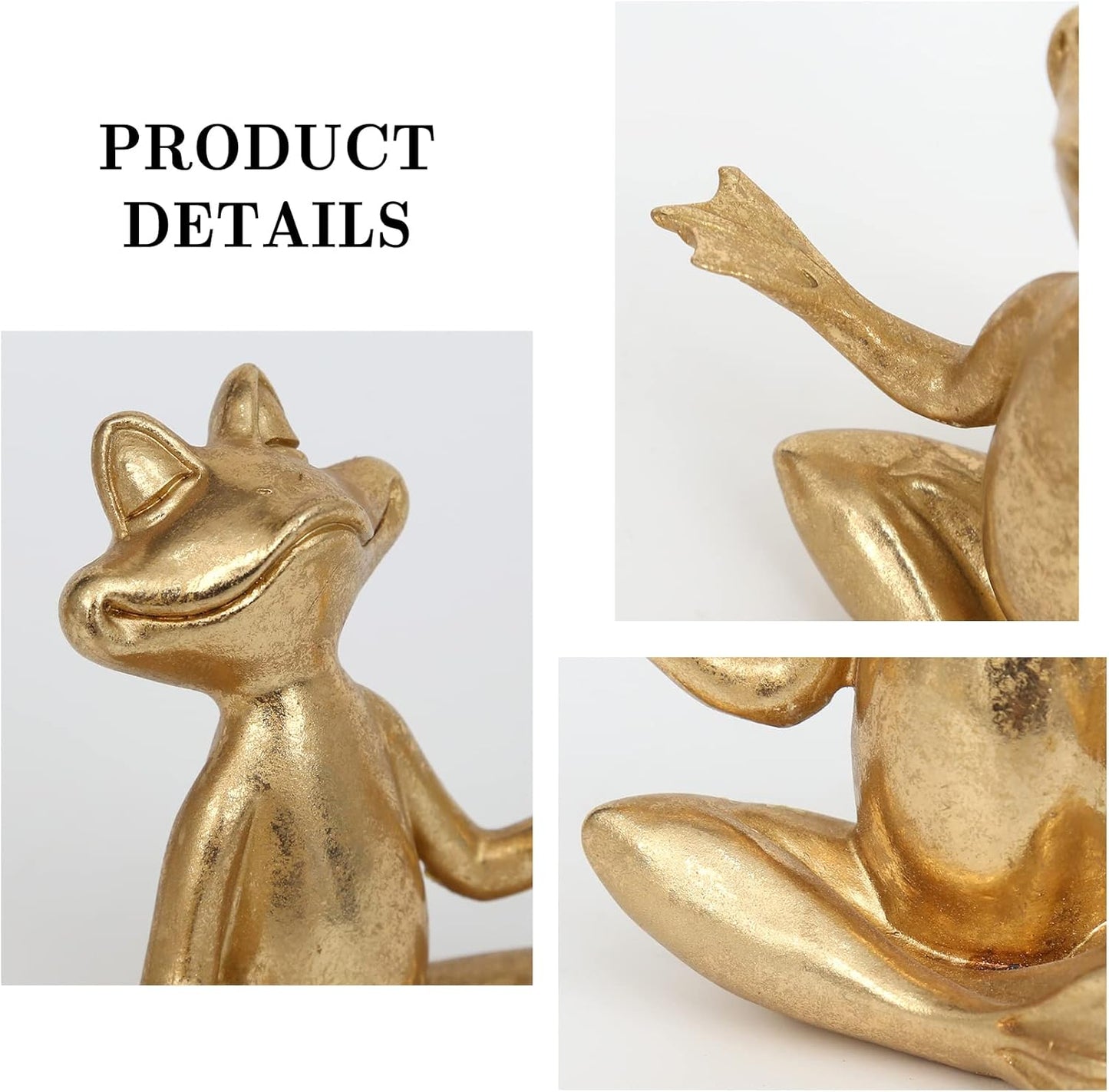 Suoedd Gold Frog Figurines Yoga Decor 3.7In Set of 3 –Frog Yoga Statues for Modern Living Room Desk Table Home Office Bookshelf Shelves Sculptures Decor,Gifts for Mom Women