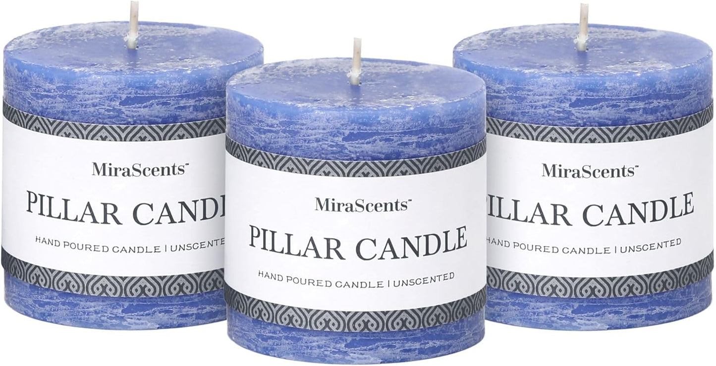 3x6 Inch Sage Green Pillar Candles Set of 3 - Unscented Spring, Long Clean Burning, Large Smokeless Dripless for Home Decor, Dinner Table, Bathroom, Rustic Decor