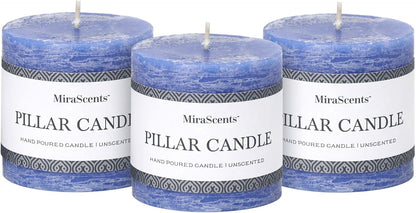 3x6 Inch Sage Green Pillar Candles Set of 3 - Unscented Spring, Long Clean Burning, Large Smokeless Dripless for Home Decor, Dinner Table, Bathroom, Rustic Decor