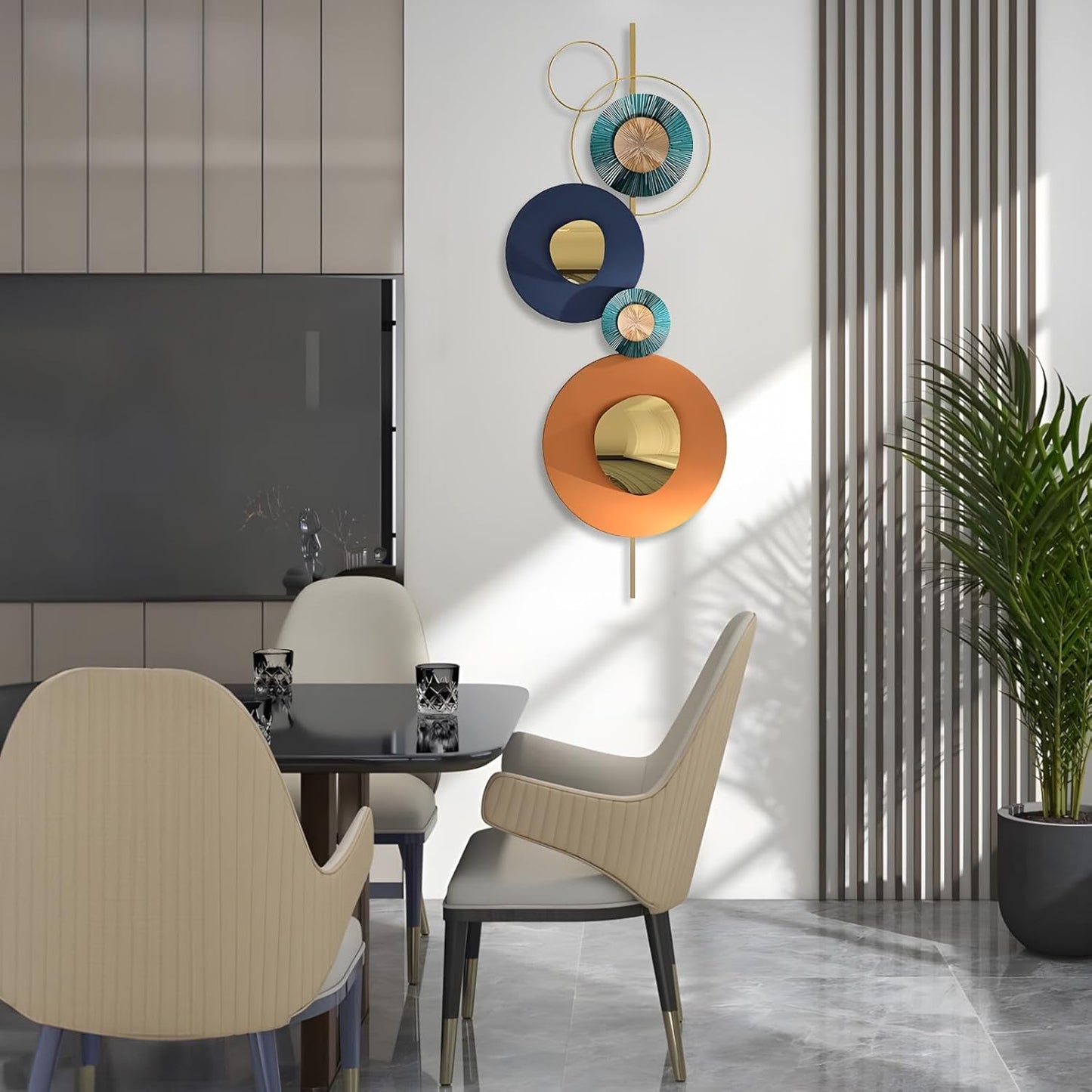 Lucky Monet Large Wall Decor for Living Room, Modern Metal Wall Art, 3D Textured Geometric Wall Sculpture 59"x24" Wall Hanging Decoration for Dinning Room Bedroom Entryway