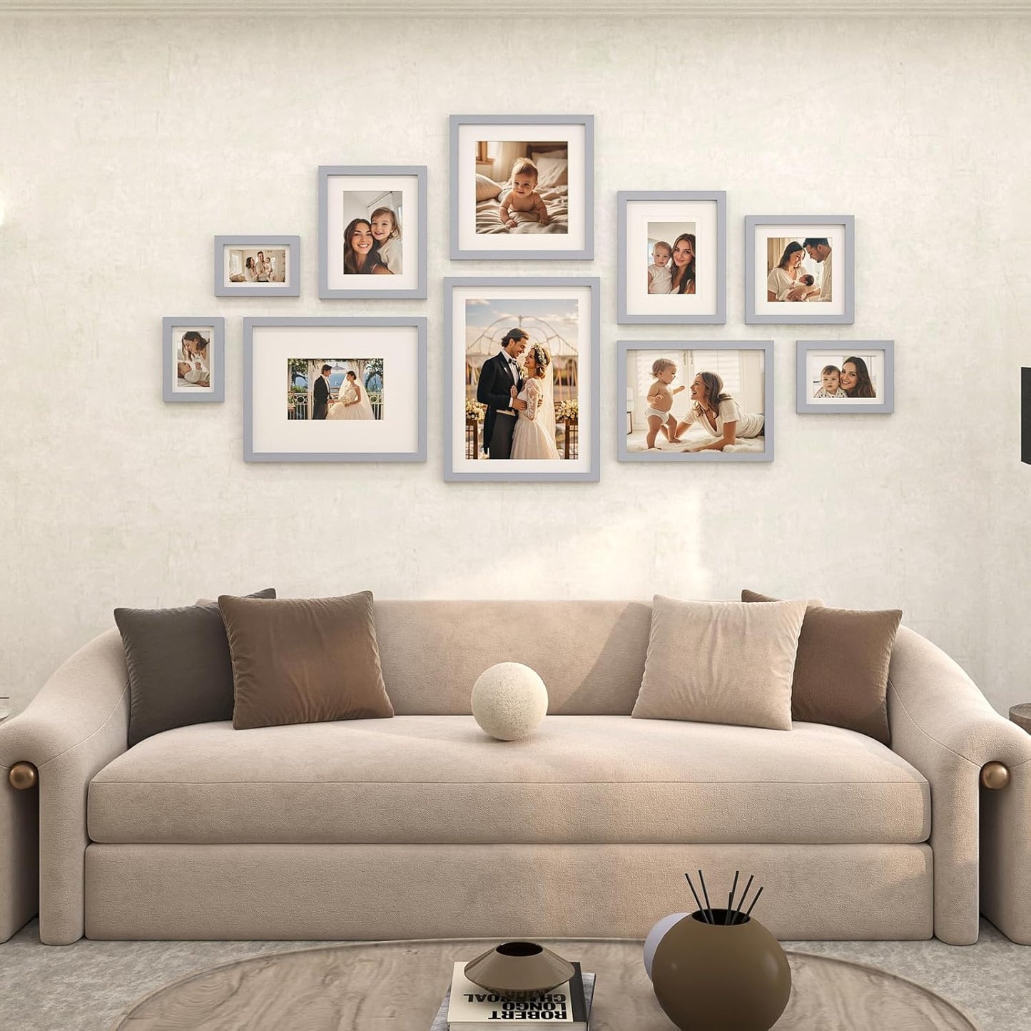 Egofine 12x16 Picture Frame Black, Covered by Plexiglass Made of Solid Wood, Display Pictures 9x12 and 11x14 with Mat or 12x16 Without Mat, for Wall Mounting Photo Frame - Colors A