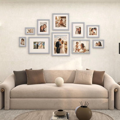 Egofine 12x16 Picture Frame Black, Covered by Plexiglass Made of Solid Wood, Display Pictures 9x12 and 11x14 with Mat or 12x16 Without Mat, for Wall Mounting Photo Frame - Colors A