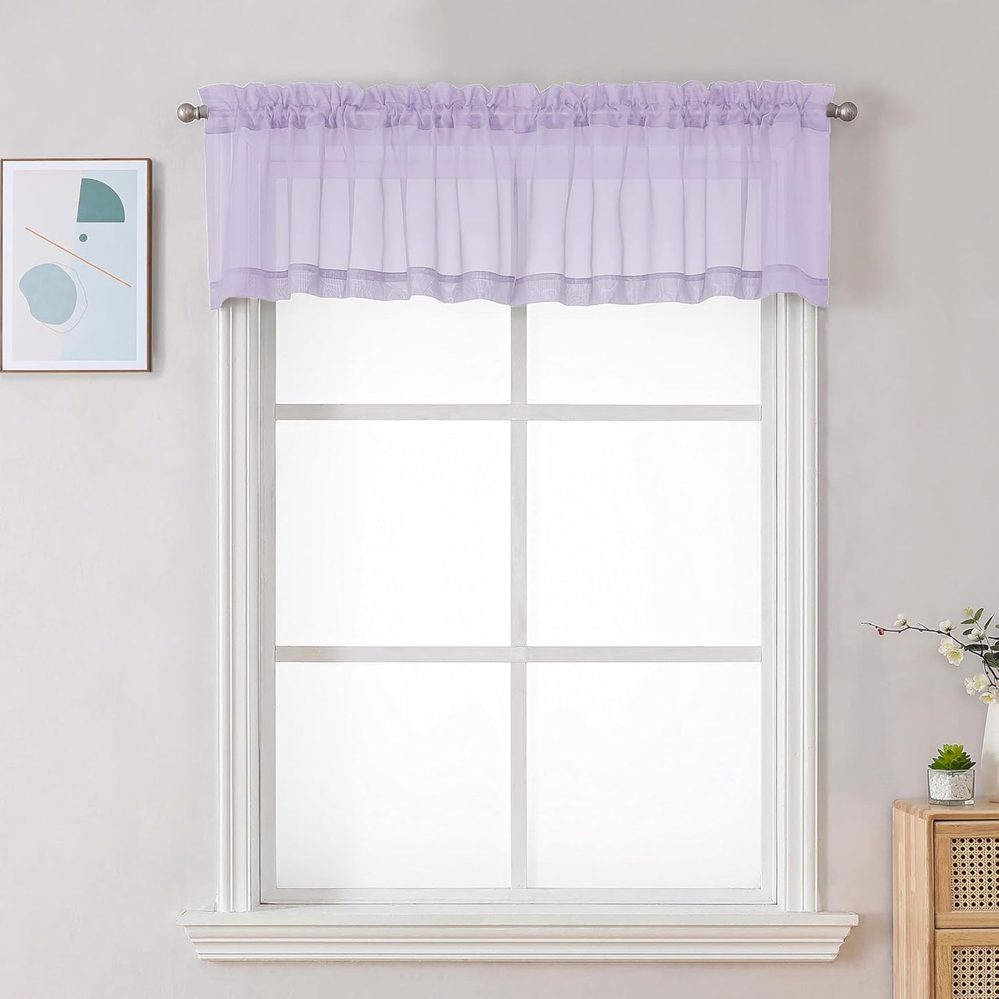 Chyhomenyc Sheer White Valances for Windows 2 Pack, Small Window Curtains for Living Room Bathroom Cafe Laundry Basement, Modern Top Dual Rod Pocket Voile Curtain, 42W x 14L inches, White - Colors C