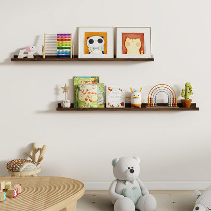 Dreamland Picture Ledge Shelf for Wall, Floating Shelves Set of 2, 48 Inch Long Floating Shelves with Lip for Living Room, Bedroom, Bathroom, Kitchen, White
