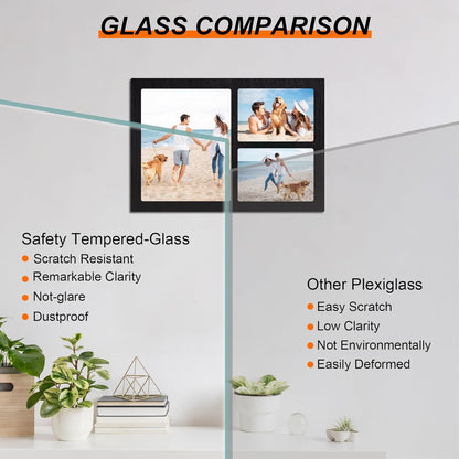YESKAY 4x6 Picture Frame Collage for Wall Decor, Multiple Photo Collage Frames with Tempered Glass, 7-Opening for 4 x 6 Picture Frames, Rustic Brown, 1 Pack