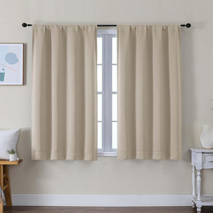 Simplebrand Ava Sage Green Blackout Curtains for Bedroom 63 Inch Length 2 Panels Set, Solid Thermal Insulated Energy Saving Rod Pocket Window Treatment Curtains Blackout Drapes, W40 x L63 Inch, Sage - Colors B