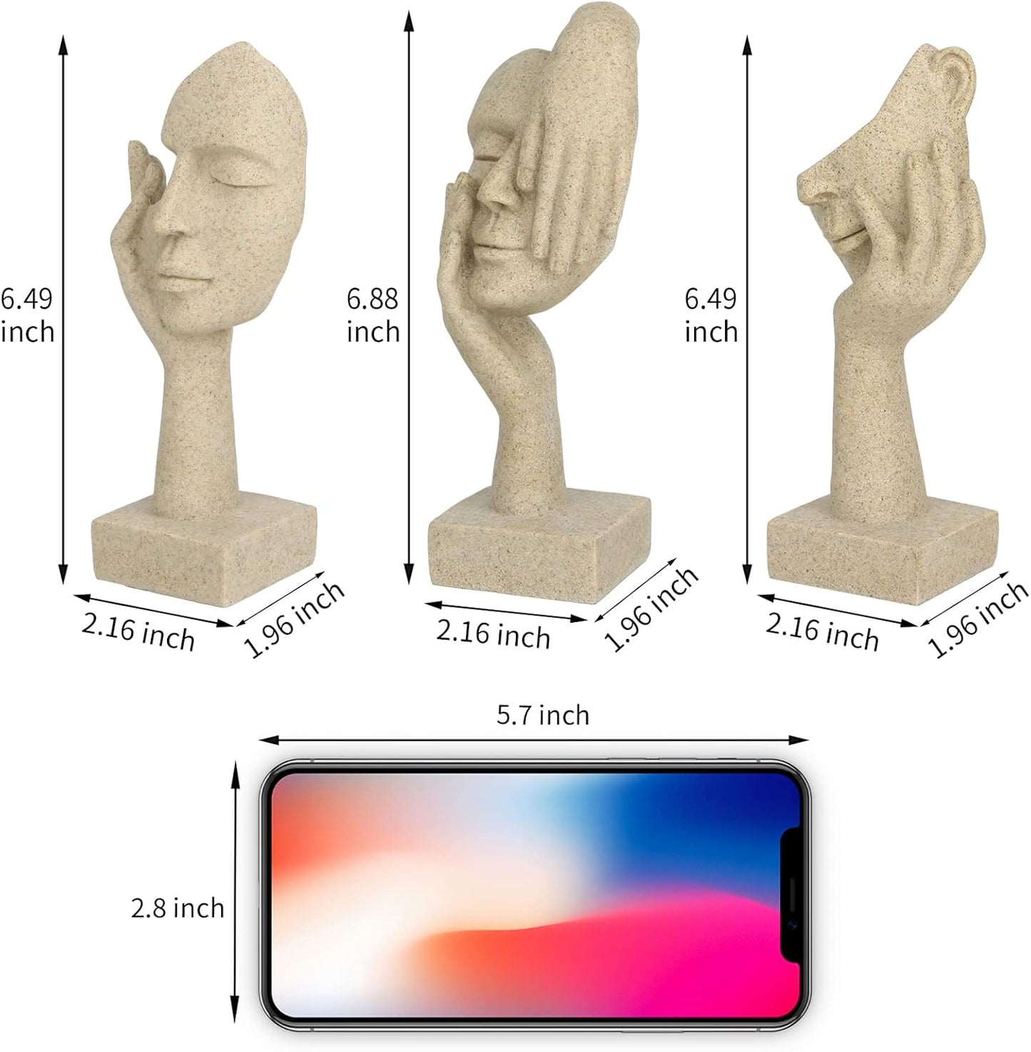 3 Pcs Thinker Statue,Modern Home Resin Sculptures,Collectible Figurines for Home Office Bookshelf Desktop Decor(Black)