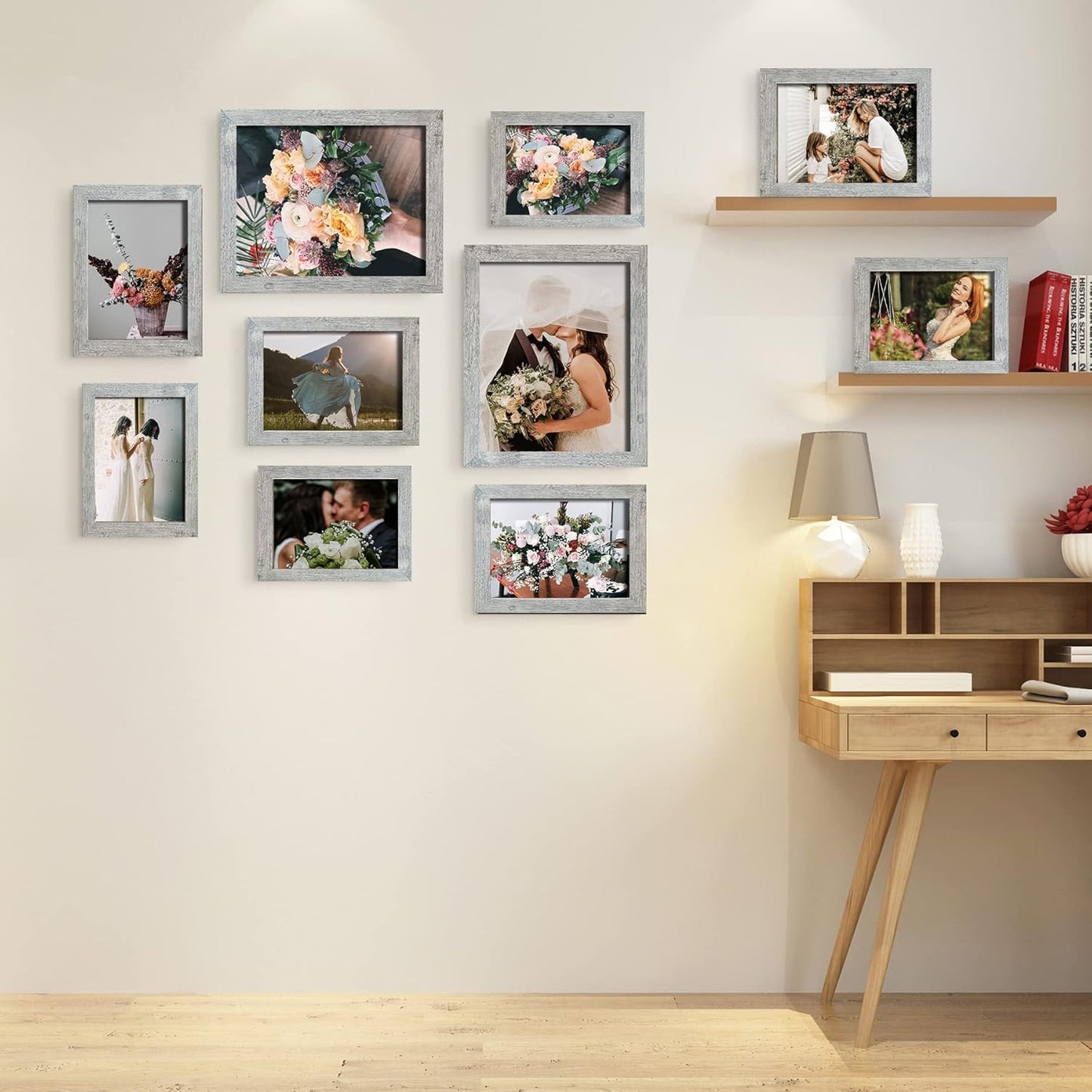 LUCKYLIFE Picture Frames Collage Wall Decor 10-Pack, Gallery Wall Frame Set with 8x10 5x7 4x6 Frames in 3 Different Finishes