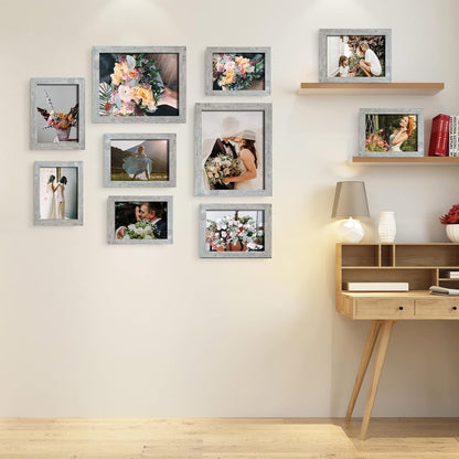 LUCKYLIFE Picture Frames Collage Wall Decor 10-Pack, Gallery Wall Frame Set with 8x10 5x7 4x6 Frames in 3 Different Finishes