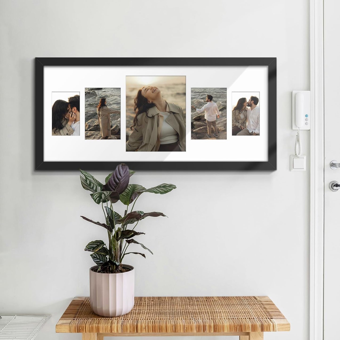 DUENPY 14x26 Collage Picture Frame 4x6 Collage Picture Frame Displays Twelve 4x6 inch Photos Available Horizontal Wall Mounting Display and Vertical Black - Colors B