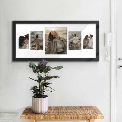 DUENPY 14x26 Collage Picture Frame 4x6 Collage Picture Frame Displays Twelve 4x6 inch Photos Available Horizontal Wall Mounting Display and Vertical Black - Colors B
