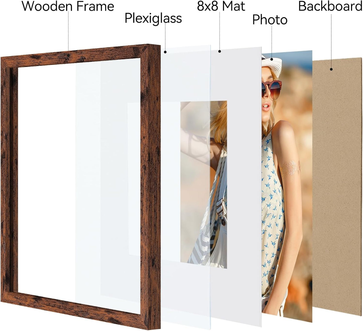 Vittanly 11x14 Picture Frame, Display Pictures 8x10 with Mat or 11x14 without Mat, Photo Frame for Wall Mounting, Black, 1 Pack - Colors A