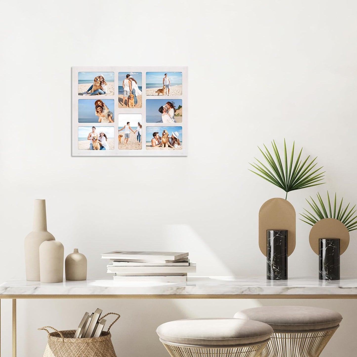YESKAY 4x6 Picture Frame Collage for Wall Decor, Multiple Photo Collage Frames with Tempered Glass, 7-Opening for 4 x 6 Picture Frames, Rustic Brown, 1 Pack